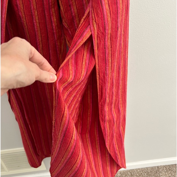 Drew Red Orange Stripe Emerson Jumpsuit Strapless Linen Blend Vacation Resort - Picture 5 of 10
